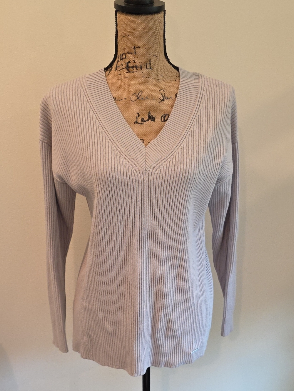 Twin-Set Lavender Ribbed V-Neck Sweater